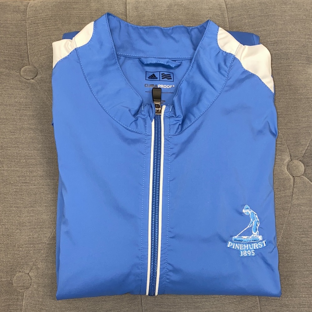 Adidas Large Blue 1/2 Zip Pinehurst Golf Pullover Windbreaker